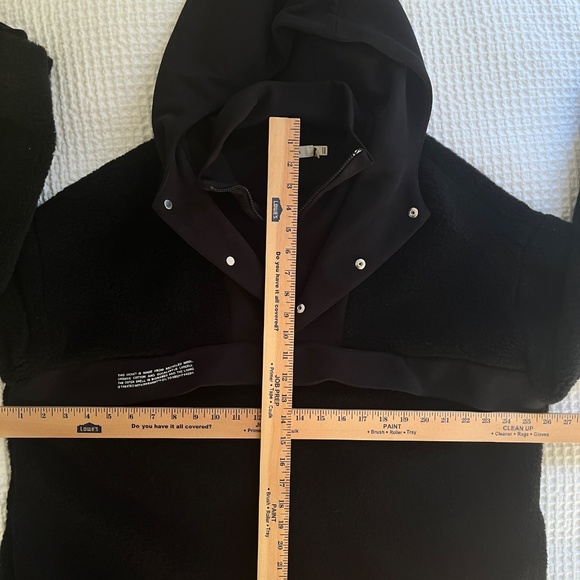 Pangaia Sz. S Unisex Recycled Wool Fleece Half-Zip Hooded Jacket Black - Picture 9 of 12